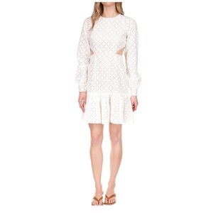 MICHAEL Michael Kors White Eyelet Long Sleeve Dress